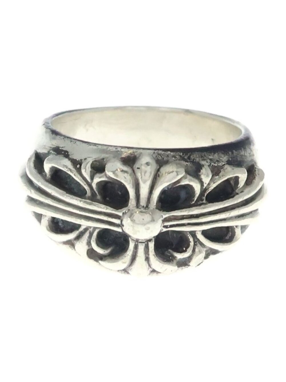 Chrome Hearts Flrl Floral Cross Ring Silver